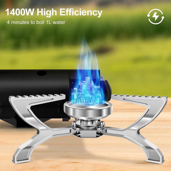 Opvouwbaar Campingkooktoestel 1400 W Draagbaar Butaan-fornuis met Opbergtas - Ideaal voor Kamperen, Roadtrip en Noodgevallen - IJzerhoudend - Outdoor Cooking Gear