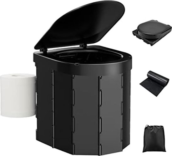 Opvouwbaar Campingtoilet voor Volwassenen met Stevige Ondersteuning en Comfortabele Zitting