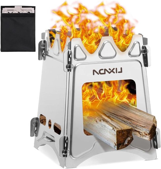 Opvouwbaar draagbaar campingkooktoestel houtkachel mini-houtkachel compact hobo-kooktoestel voor picknick BBQ camping wandelen reizen van Merkloos