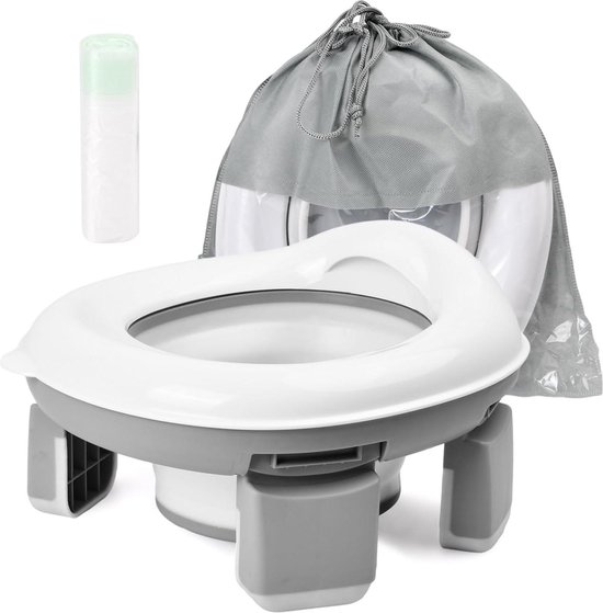 Opvouwbaar draagbaar potje met reistas voor kinderen - Kinderpotje voor dagelijks gebruik en reizen - Grijs van Kalencom.