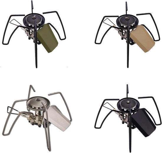 Opvouwbaar Gasfornuis - Campingbrander Draagbaar - Buiten Koken - Lichtgewicht Compact Ontwerp - 330 Gram - Zwart Kaki