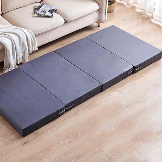 Opvouwbaar Gastenbed - Slaapbank Matras - Comfortabel Slapen - Wasbare Hoes - 200x120 cm - Grijs