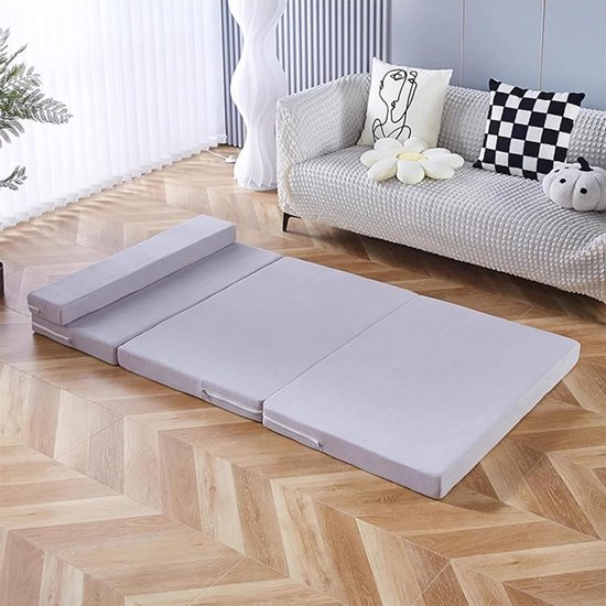 Opvouwbaar Gastenbed - Slaapmatras Sofa - Extra Slaapplek - Wasbare Hoes - 5 cm Dik - Grijs