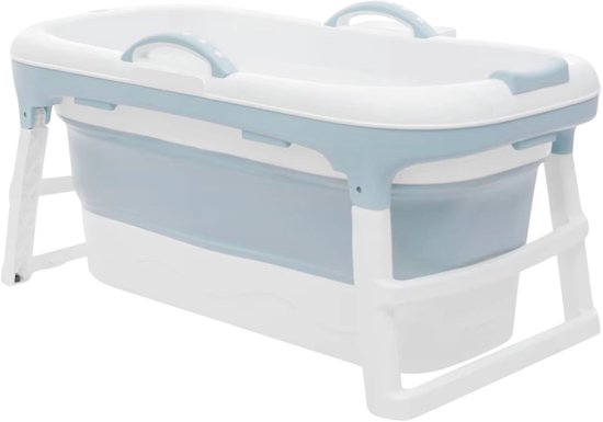Opvouwbaar Hondenbad Blauw - Inklapbare Huisdierbad Bak met opbergbox en Afvoerslang - Kunststof - voor het Wassen en Verzorgen van Huisdieren