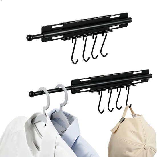 Opvouwbaar kledingrek met haken, opvouwbare reiskleerhanger met zuignap, 2-in-1 wasrek voor wandmontage, kledingstang voor huisdieren, badkamer, slaapkamer en reizen, kristalwit