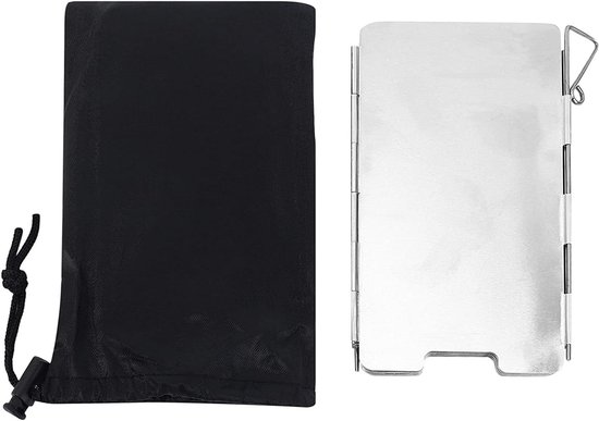 Opvouwbaar Kookfornuis Windscherm - Kampeer Windscherm - Outdoor Koken - 9 Platen Ontwerp - 135 x 75 mm - Zilver