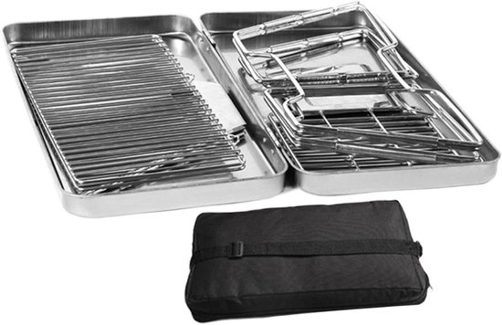 Opvouwbaar Kooktoestel - Houtkachel Buiten - Kamperen Grillen - Roestvrij Staal - 34 x 34 x 27.5 cm - Zilverkleurig