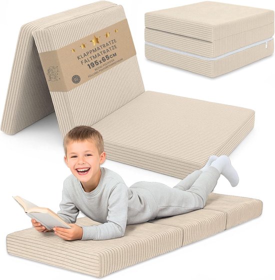 Opvouwbaar Logeer- en Vloermatras Kind 65x195cm Beige van Merkloos