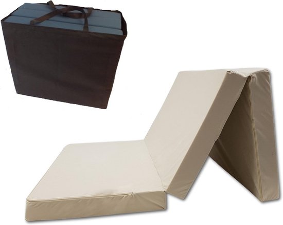 Opvouwbaar Logeerbed Matras - Driezits of Vierzits - Wasbare Hoes - 80x200 cm van Merkloos