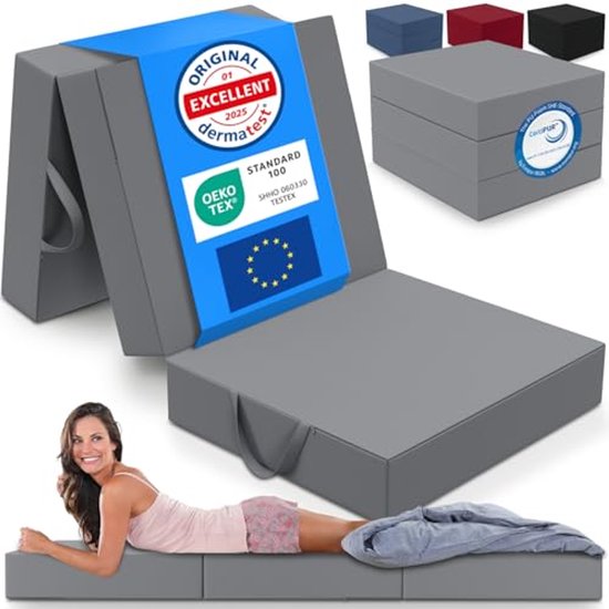 Opvouwbaar Logeermatras - 3-Delig Vouwmatras met Extra Dikke 15 cm Schuim, Wasbaar en Draagbaar voor Volwassenen - Eenpersoonsbed (75 x 195 cm) van DYNMC you