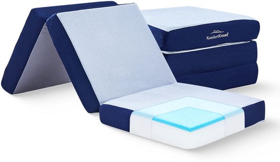 Opvouwbaar Logeermatras Traagschuim 75x195x15 cm – 3-Delig Vouwmatras met Afneembare Hoes – Compact Logeerbed voor Volwassenen van Merkloos