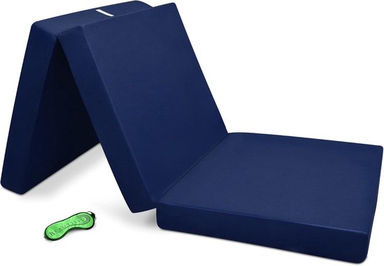 Opvouwbaar Logeermatras - Vouwmatras Gastenmatras - Tijdelijk Slapen - Compact Opvouwbaar Ontwerp - 90x200 cm - Donkerblauw van Merkloos