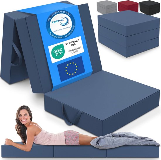 Opvouwbaar Matras - 3-Delig Vouwmatras, Extra Dik 15 cm, Wasbaar en Draagbaar Logeermatras voor Volwassenen van LifeGoods