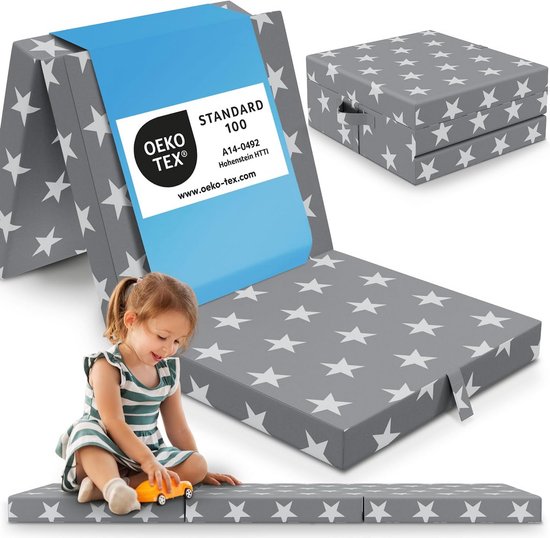 Opvouwbaar matras 65x195 cm, 9 cm hoog, voor kinderen en volwassenen, ideaal voor logeren, reizen en kamperen van Merkloos