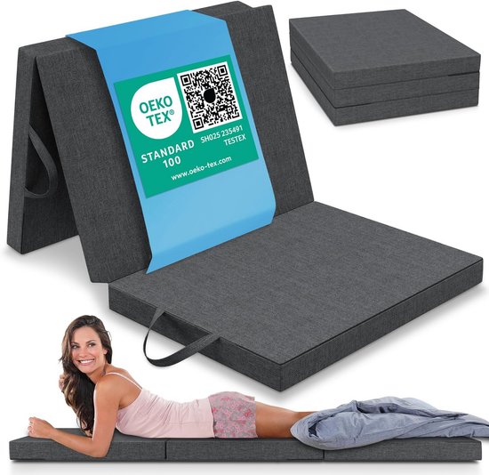 Opvouwbaar Matras 75x200 cm – Dik 8 cm Vouwmatras als Logeerbed, Reismatras of Zitelement