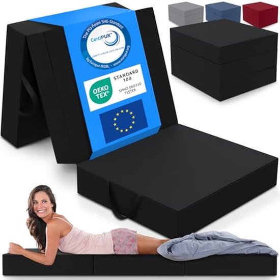 Opvouwbaar Matras 90 x 200 cm - Multifunctioneel Vouwmatras, Draagbaar en Wasbaar Logeermatras voor Volwassenen van HOMCOM