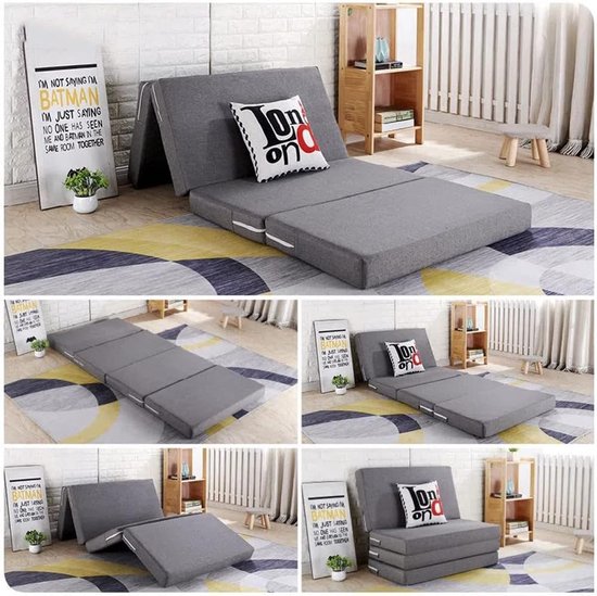 Opvouwbaar Matras - Gastbed Reservebed - Comfortabel Slapen - Hoge Dichtheid Spons - Opvouwbaar - Donkergrijs