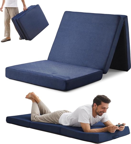 Opvouwbaar Matras - Gastbed Vloer - Tijdelijk Slapen - Geheugenschuim Laag - 190 x 75 cm - Blauw