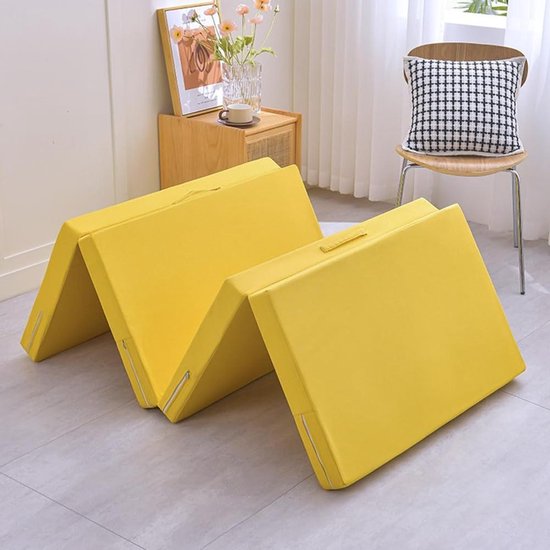 Opvouwbaar matras - Gastenbed - Reizen kamperen - Afneembare hoes - 70x200 cm - Geel