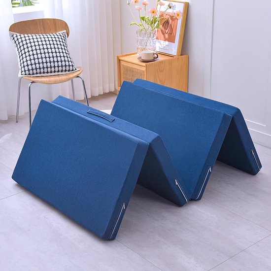 Opvouwbaar Matras - Gastenbed Vloerbed - Comfortabel Slapen - Afneembare Hoes - 70 x 200 cm - Blauw