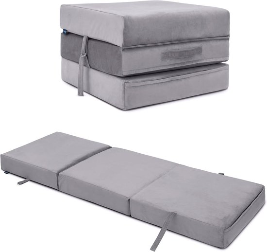 Opvouwbaar Matras - Gastenmatras Logeermatras - Comfortabel Slapen - 3-Delig Ontwerp - 198x66x14 cm - Leisteen