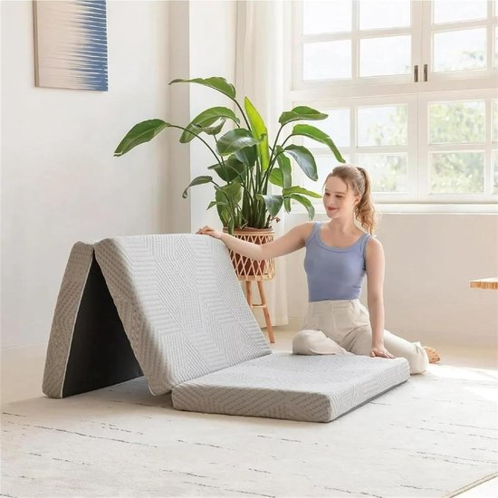 Opvouwbaar Matras - Gastenmatras Slaapmat - Logeren en Slapen - Met Afneembare Hoes - 11 Inch Dik - Grijs