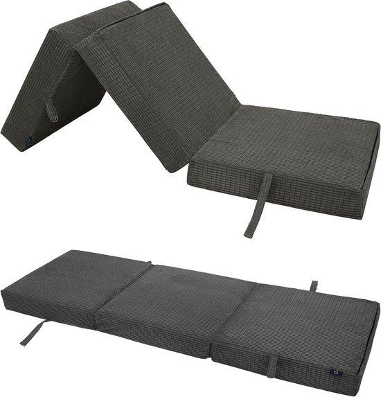 Opvouwbaar Matras - Gastenmatras Z-bed - Comfortabel Slapen - Drie Delig Ontwerp - 198x66x14cm - Antraciet
