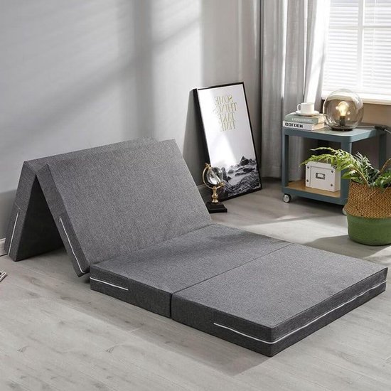 Opvouwbaar Matras - Gastentopper Reisbed - Comfortabel Slapen - Hoge Dichtheid Schuim - 60 x 200 cm - Grijs