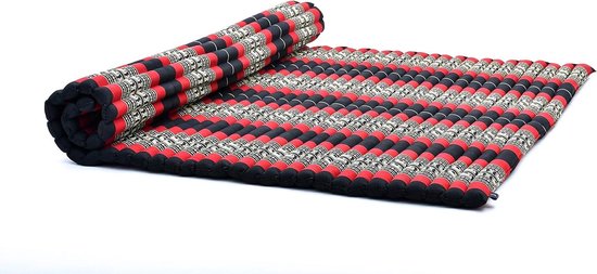 Opvouwbaar Matras - Japanse Futon Gastenbed - Ontspanning en slapen - Natuurlijk kapok gevuld - 190x145 cm - Zwart Rood