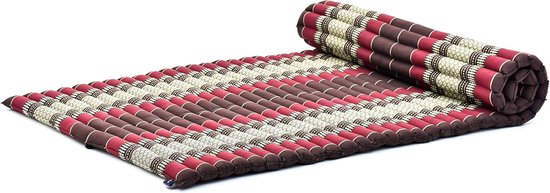 Opvouwbaar Matras - Japanse Futon Vloerbed - Ontspannen Slapen - Natuurlijke Kapok Vulling - 190x100x5 cm - Bruin Rood