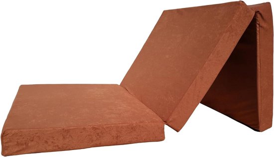 Opvouwbaar matras - Slaapmat Gasten - Logeren en Kamperen - Afneembare hoes - 190 x 90 x 8 cm - Lichtbruin