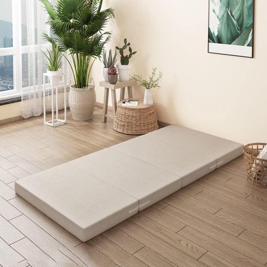 Opvouwbaar Matras - Slaapmat Gasten - Logeren en Reizen - Afneembare Hoes - 60x200 cm - Beige