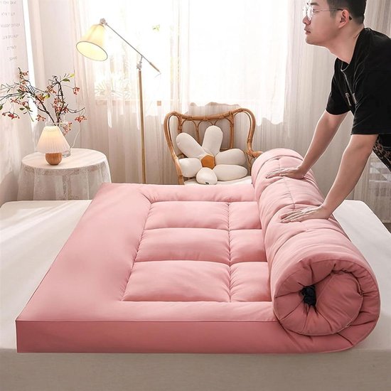 Opvouwbaar Matras - Tatami Mat Vloer - Ruimte Besparen - Traagschuim Ondersteuning - 150x200cm - Roze