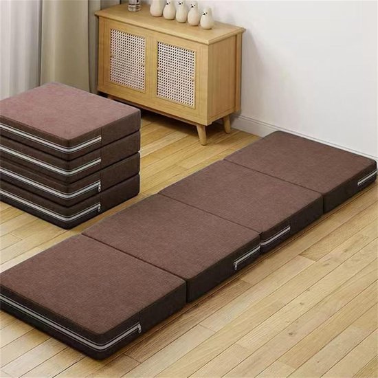 Opvouwbaar Matras - Traagschuim Matras - Kamperen en Logeren - Afneembare Hoes - 99 x 200 cm - Bruin
