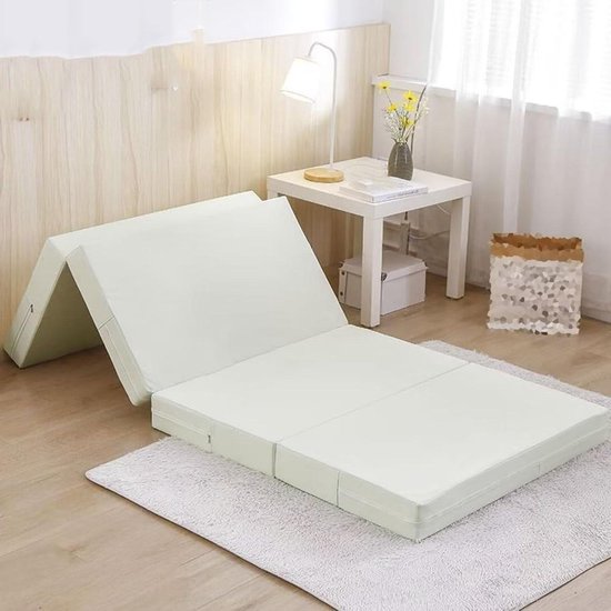 Opvouwbaar Matras - Vouwbed Logeerbed - Comfortabel Slapen - Hoge Dichtheid Schuim - 90 x 200 cm - Wit