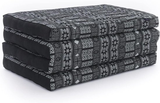 Opvouwbaar Matras - Vouwmatras Gastenbed - Ontspannen en Slapen - Natuurlijke Kapok Vulling - 200x70 cm - Zwart van Merkloos