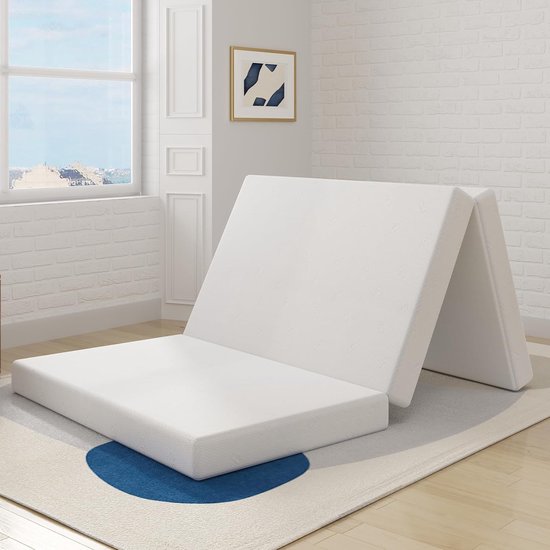 Opvouwbaar Matras - Vouwmattres Gastenmatras - Logeren Kamperen - Geheugenschuim Ondersteuning - 10 cm - Wit