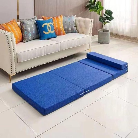 Opvouwbaar Matras - Z-Bed Gastenmatras - Comfortabel Slapen - Ingebouwd Kussen - Drie Dikte Opties - Blauw