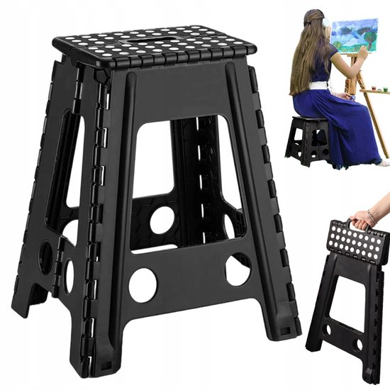 Opvouwbaar Opstapje - Opstapkrukje Inklapbaar - 150kg Draagvermogen - 38.5x39.5x31cm - Antislip & Veiligheidsslot - Compact Opvouwbaar - Duurzaam Kunststof - Voor Thuis, Camping & Keuken
