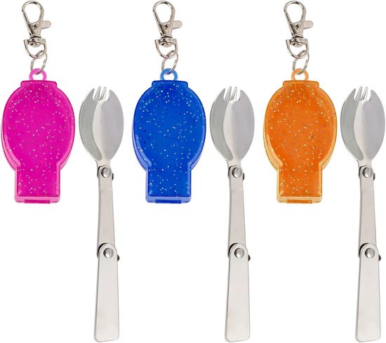 Opvouwbaar RVS Bestek Set Spork - Lepel en Vork in Compacte Formaat voor Reizen en Outdoor