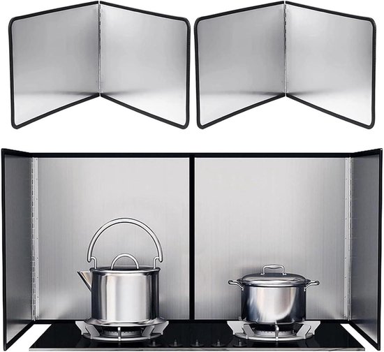 Opvouwbaar Spatscherm - Vetvanger Keuken - Koken Beschermen - Dubbelzijdig Ontwerp - 30x40x40cm - Zilver