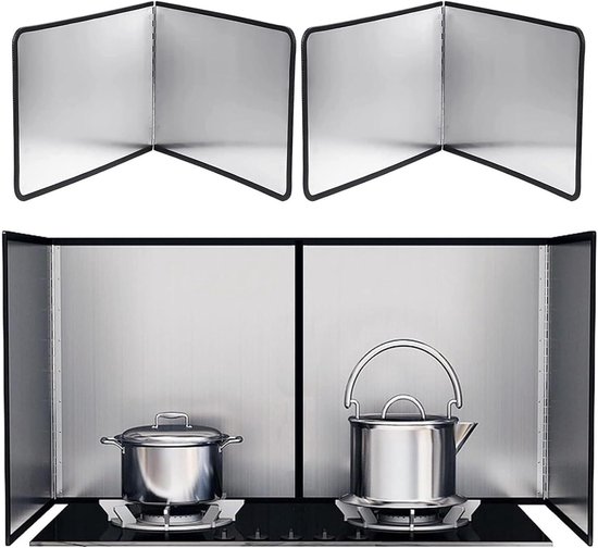 Opvouwbaar Spatscherm - Vetvanger Keuken - Koken Beschermen - Dubbelzijdig Ontwerp - 40x40x40cm - Zilver