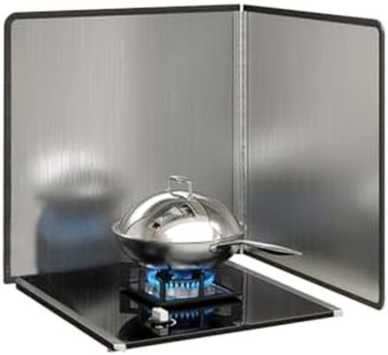 Opvouwbaar Spatscherm - Vetvanger Keuken - Koken Zonder Vlekken - Roestvrij Staal - Plat Opvouwbaar - Zilverkleurig