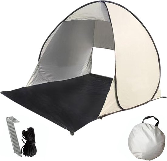 Opvouwbaar strandzonnescherm – automatisch, UV-bescherming, voor 2-3 personen,Lichte pop-up tent met draagtas – ideaal voor strand, camping en picknick
