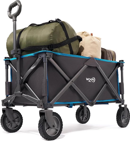 Opvouwbaar trolley karretje voor buiten - festival - tuin - picknick - draagbaar - max. 100 kg - blauw Bolderkar van Willex