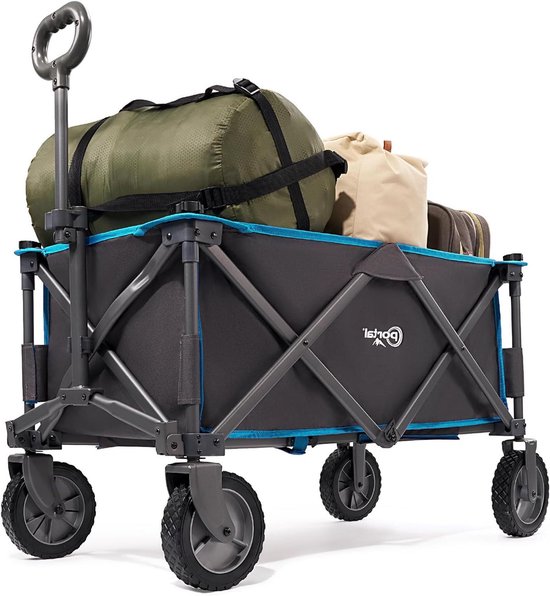 Opvouwbaar trolley karretje voor buiten met verwijderbare stof - Blauw, ondersteunt max. 100 kg van Merkloos