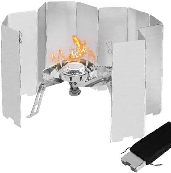 Opvouwbaar Windscherm Campingkachel - 12 Delen Aluminium Bescherming van Merkloos