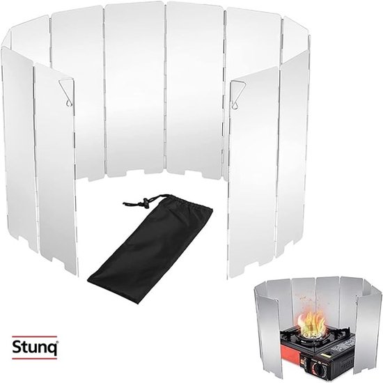 Opvouwbaar windscherm voor outdoor kooktoestellen - 10 verstelbare panelen - Lichtgewicht aluminium