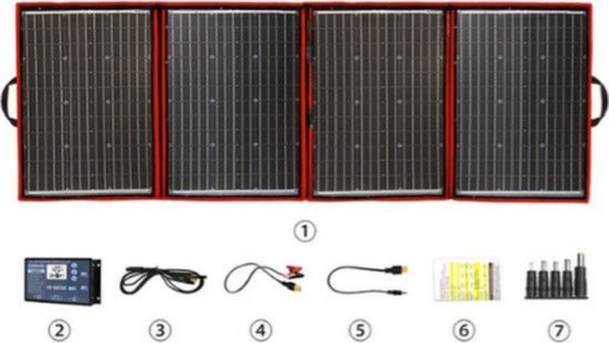 Opvouwbaar Zonnepaneel voor Powerbank, Telefoon, Survival - Noodpakket Denk Vooruit - Kamperen - Draadloos Elektriciteit - 200W van Denk Vooruit