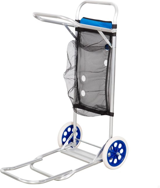 Opvouwbare 2-in-1 Strandwagen met Tas en Hulprooster - Ideaal voor Transporte van Strandaccessoires van Outsunny